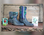 Size 40 - Blunt Toe Cowgirl Bling -Blue Stripe