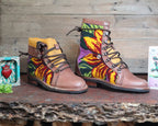 Size 36 - Gypsy Boots - Giant Sunflower
