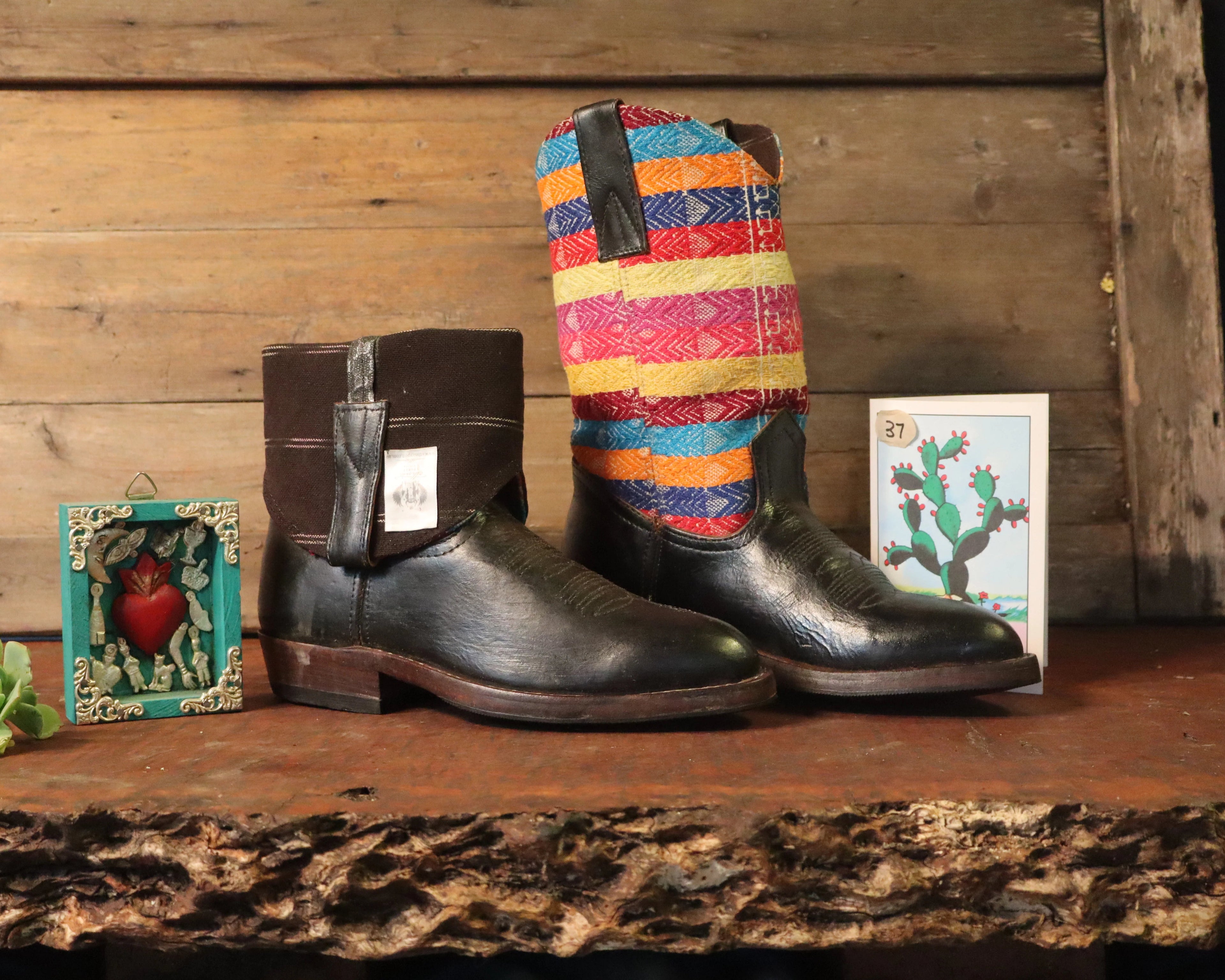 Size 37 - Cowgirl Boots -  Rainbow Strips (Traditional)