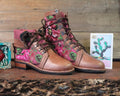 Size 37 - Gypsy Boots - Pink Hibiscus Flower