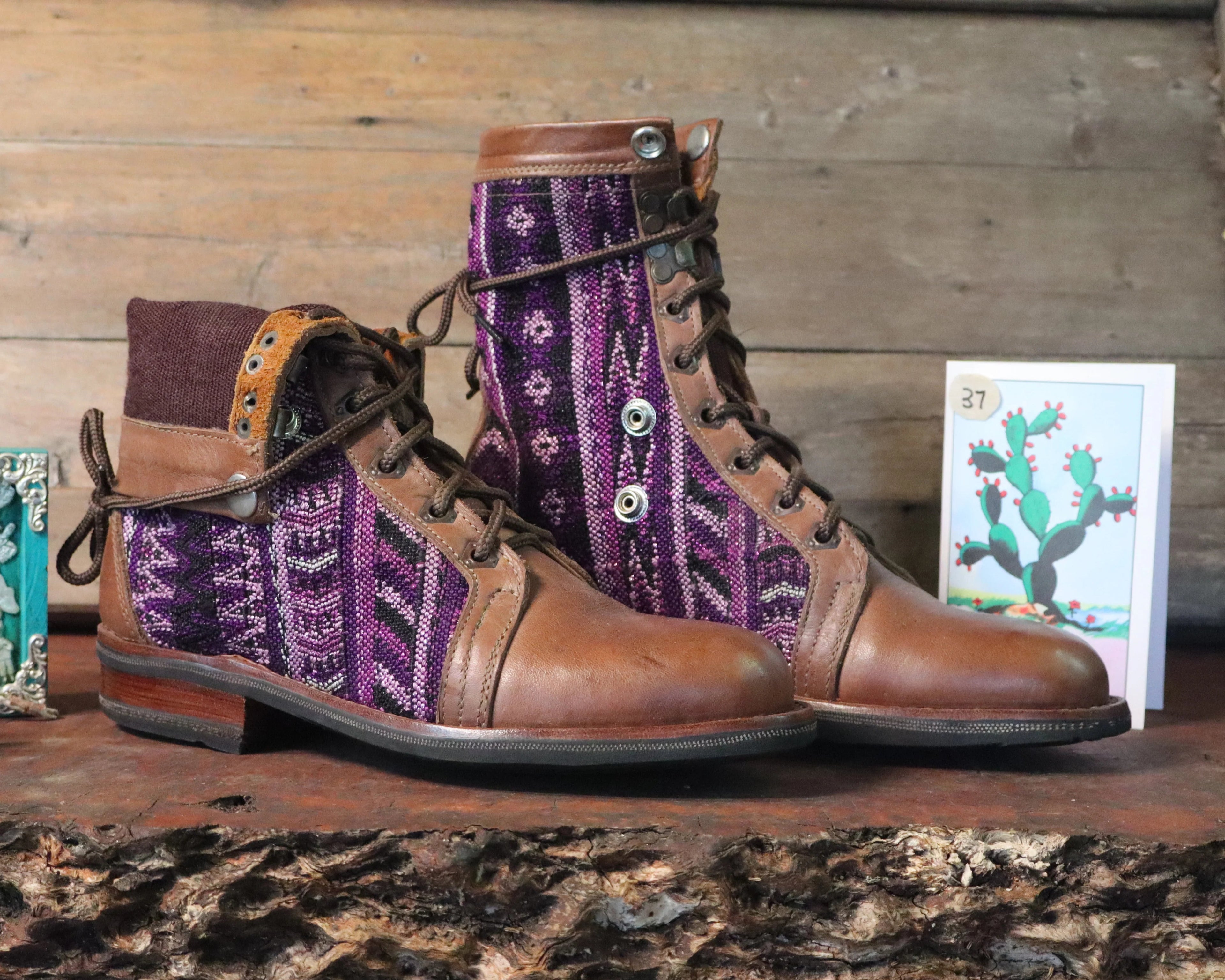 Size 37 - Gypsy Boots - Purple Patterns