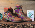 Size 37 - Gypsy Boots - Red,Green,Yellow Rhombos