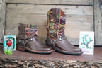 Size 37 - Blunt Toe Cowgirl Bling - Brown Geometrics