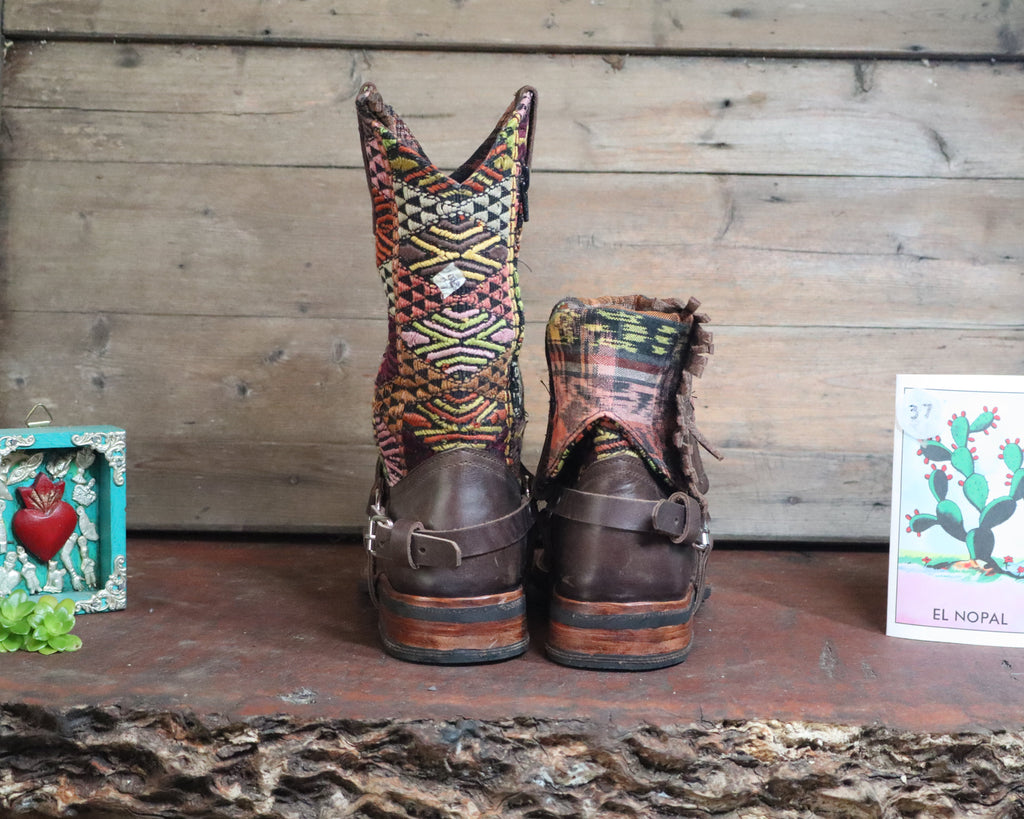 Size 37 - Blunt Toe Cowgirl Bling - Brown Geometrics
