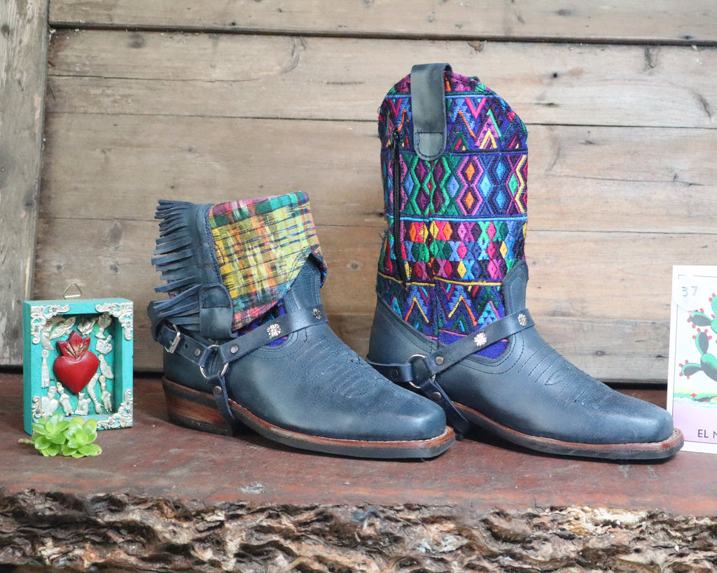 Size 37 - Blunt Toe Cowgirl Bling - Rainbow Diamods