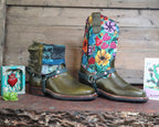 Size 37 - Blunt Toe Cowgirl Bling - Olive Green