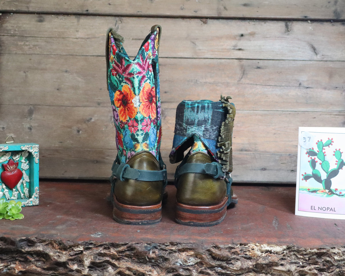 Size 37 - Blunt Toe Cowgirl Bling - Olive Green