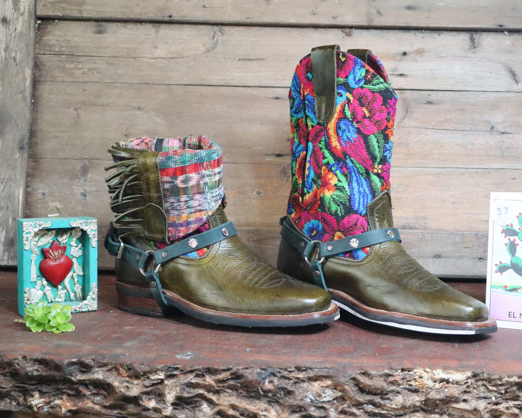 Size 37 - Blunt Toe Cowgirl Bling - Tropical Green