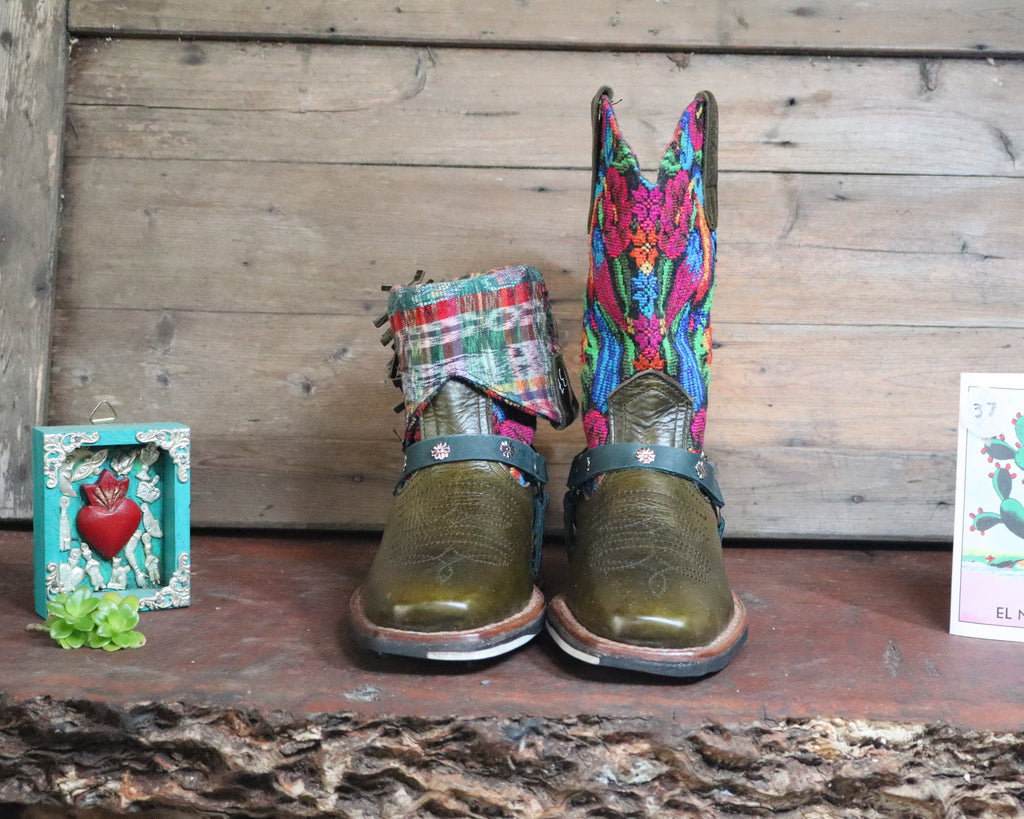 Size 37 - Blunt Toe Cowgirl Bling - Tropical Green