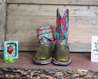 Size 37 - Blunt Toe Cowgirl Bling - Tropical Green