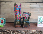 Size 37 - Blunt Toe Cowgirl Bling - Tropical Green
