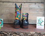 Size 37 - Blunt Toe Cowgirl Bling - Yellow Flowers