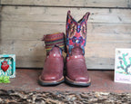 Size 38 - Blunt Toe Cowgirl Bling - Brown Flower