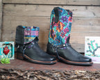 Size 38 - Blunt Toe Cowgirl Bling - Terqouise