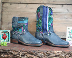 Size 39 - Blunt Toe Cowgirl Bling - Blue Garden