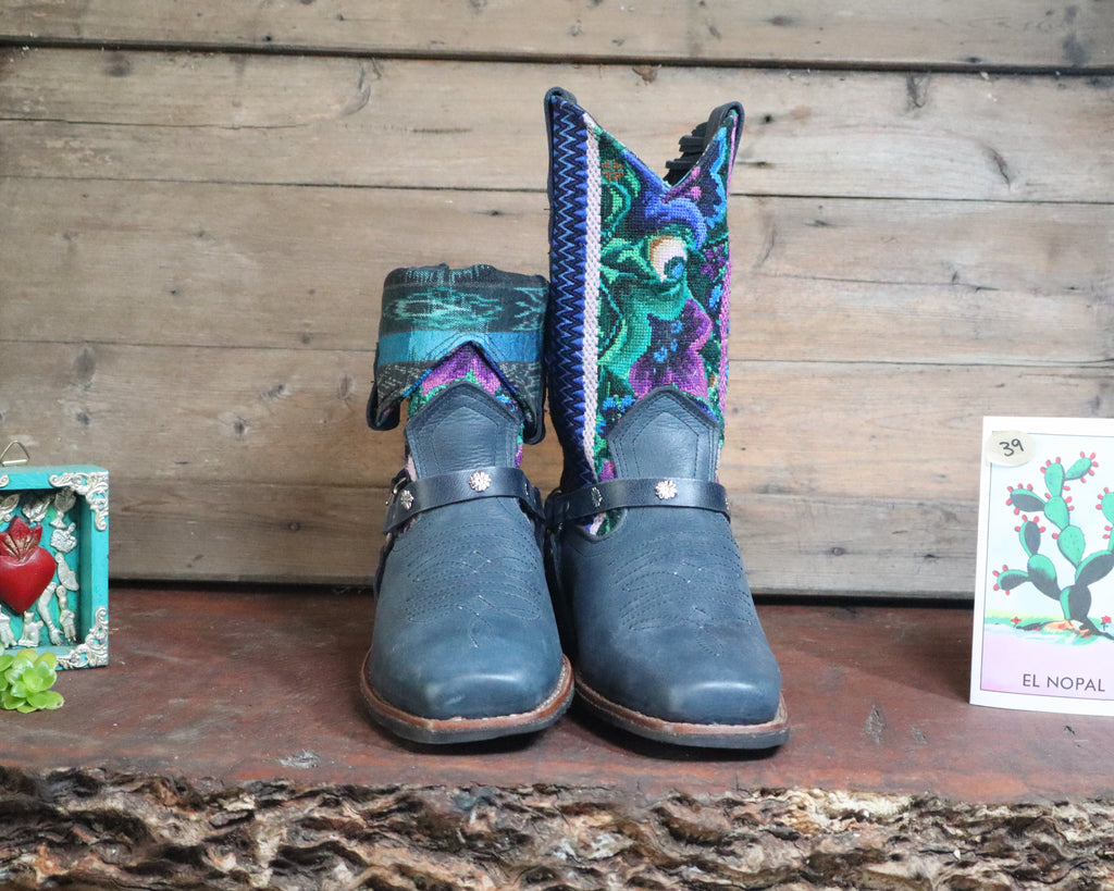 Size 39 - Blunt Toe Cowgirl Bling - Blue Garden