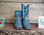 Size 39 - Blunt Toe Cowgirl Bling - Blue Garden