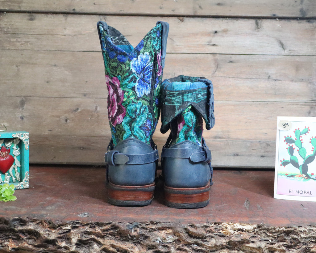 Size 39 - Blunt Toe Cowgirl Bling - Blue Garden