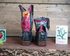 Size 39 - Blunt Toe Cowgirl Bling -Black Flowers