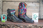 Size 39 - Blunt Toe Cowgirl Bling -Flowers on Terqouise
