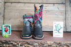 Size 39 - Blunt Toe Cowgirl Bling -Flowers on Terqouise