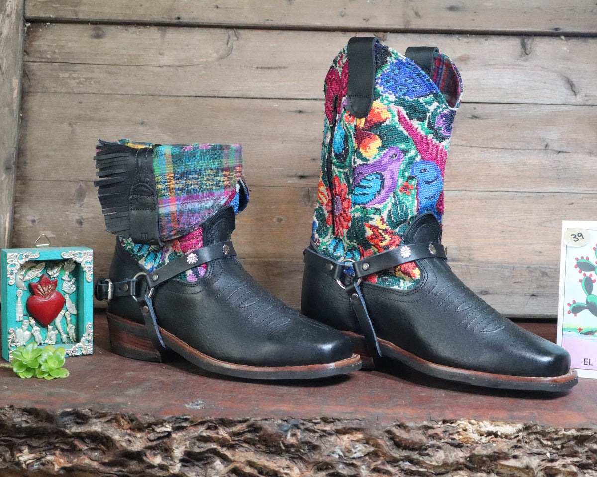 Size 39 - Blunt Toe Cowgirl Bling -Rainbow Birds