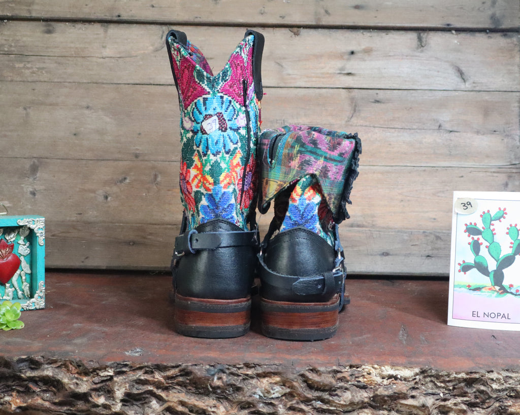 Size 39 - Blunt Toe Cowgirl Bling -Rainbow Birds