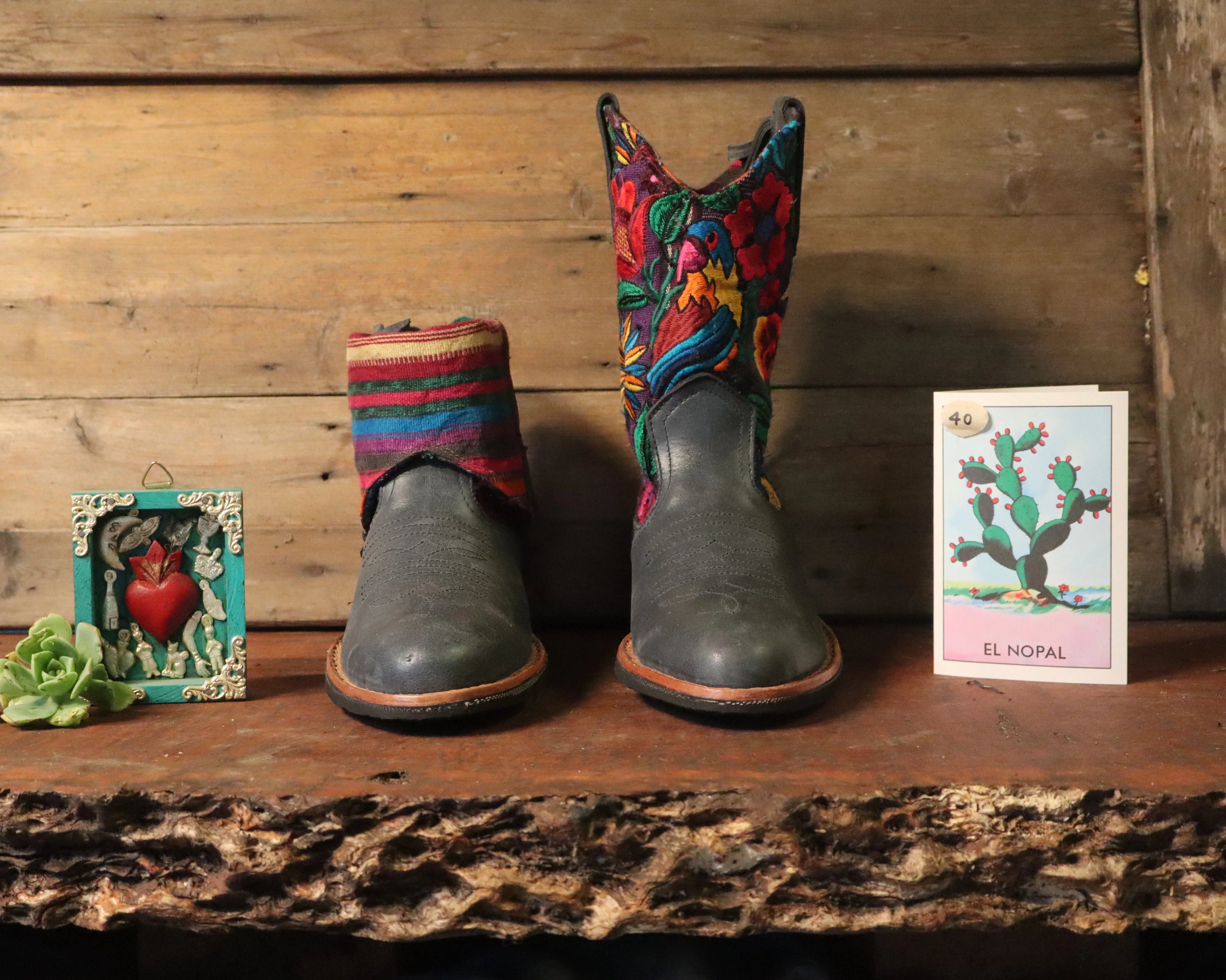 Size 40 - Cowgirl Boots - Tropical Parrot and Flowers