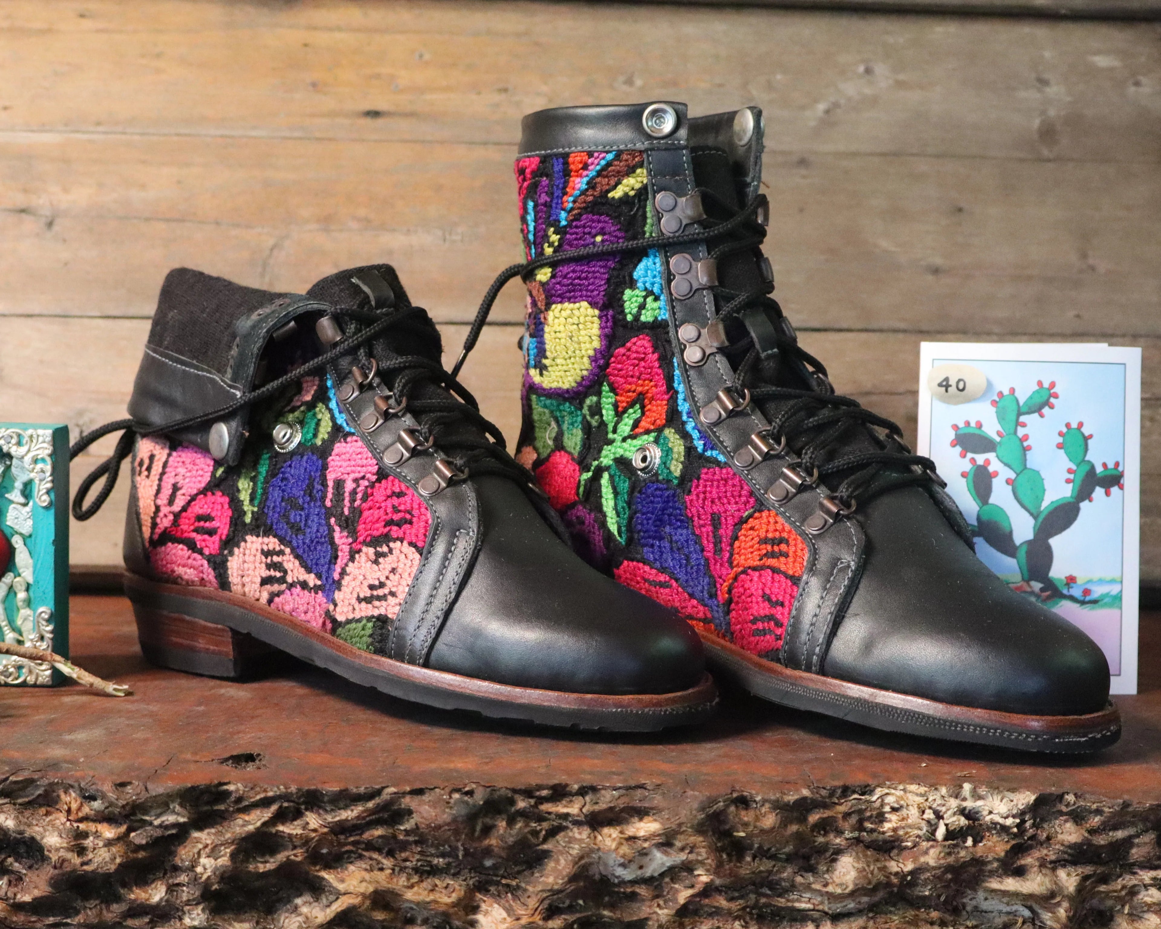 Size 40 - Gypsy Boots - Birds and Fruit