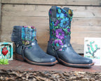 Size 40 - Blunt Toe Cowgirl Bling -Purple Roses