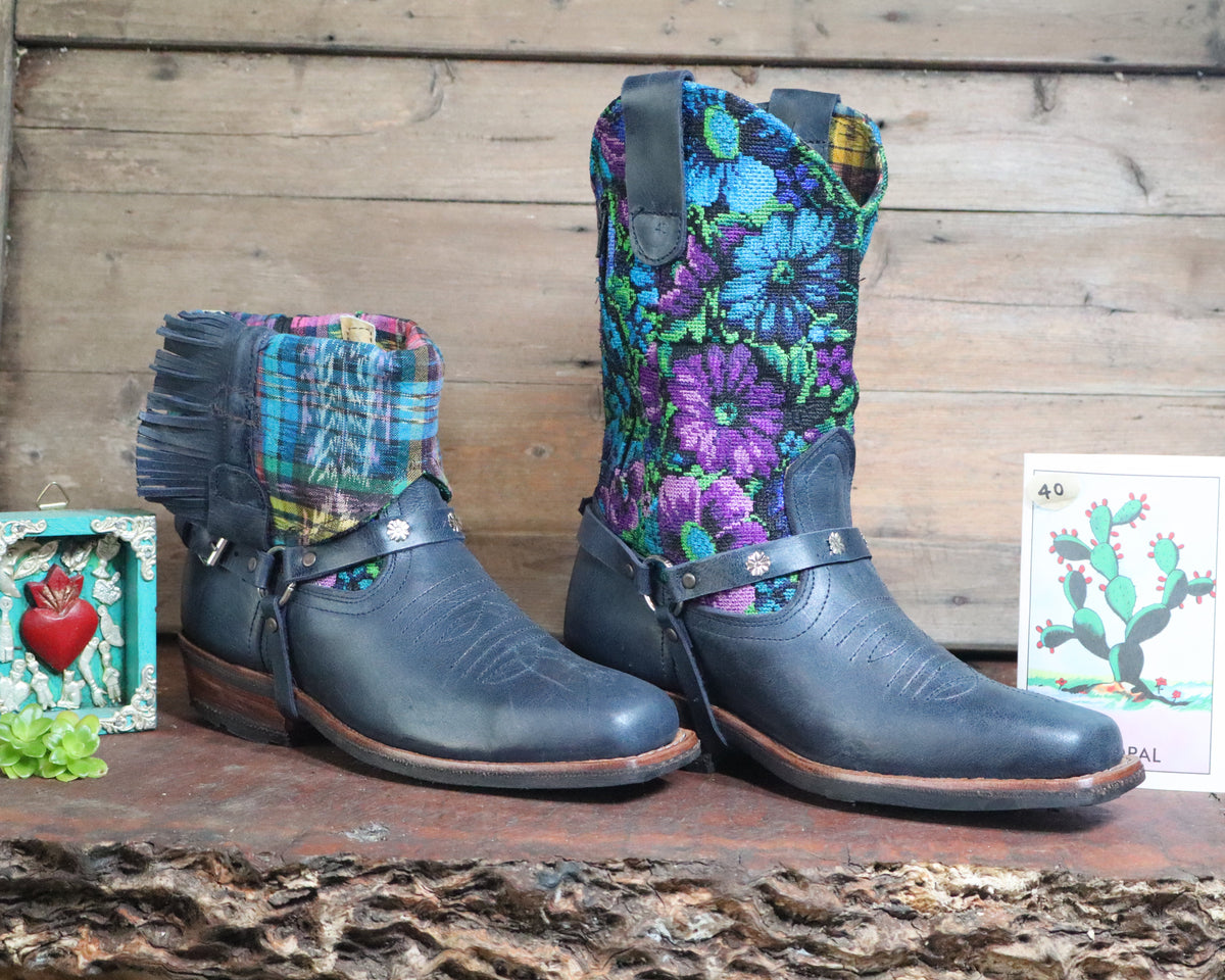 Size 40 - Blunt Toe Cowgirl Bling -Purple Roses