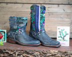 Size 40 - Blunt Toe Cowgirl Bling -Blue Stripe