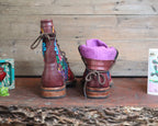 Size 40 - Gypsy Boots - Red Garden