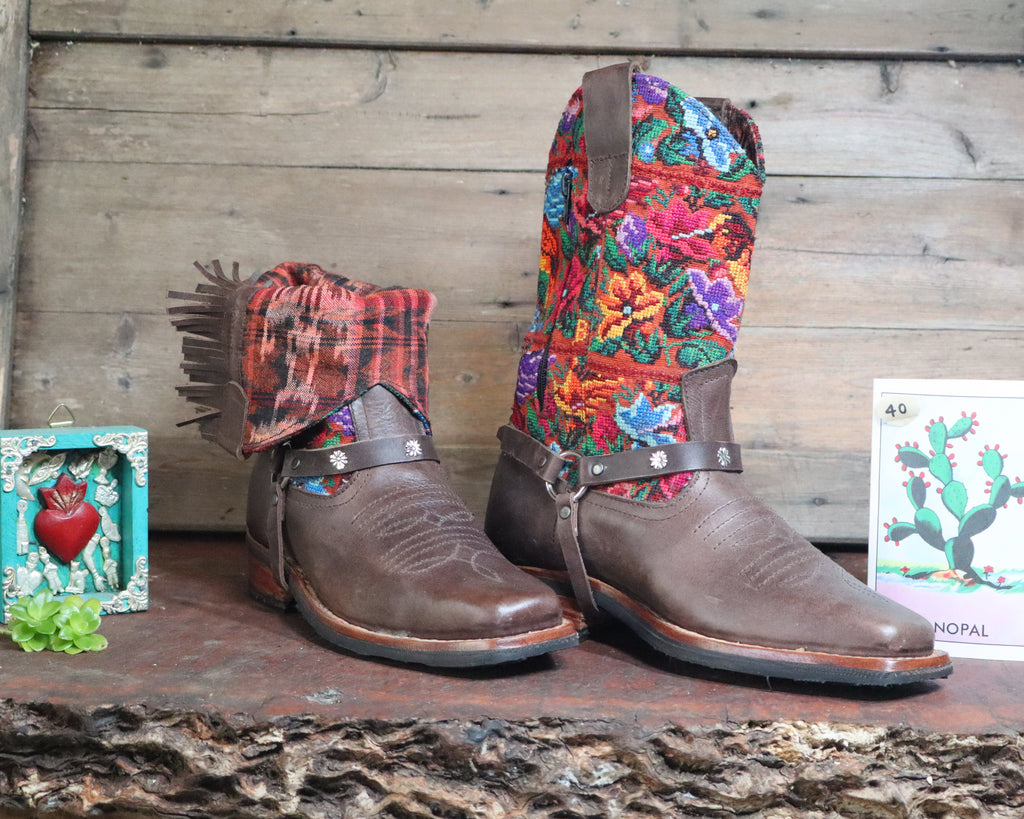 Size 40 - Blunt Toe Cowgirl Bling - Flower Rust