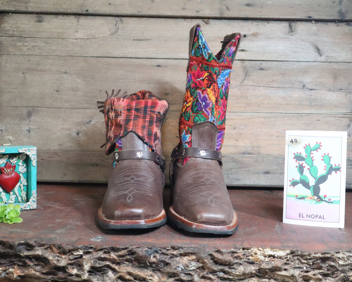 Size 40 - Blunt Toe Cowgirl Bling - Flower Rust
