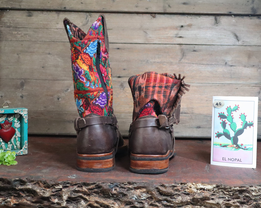 Size 40 - Blunt Toe Cowgirl Bling - Flower Rust