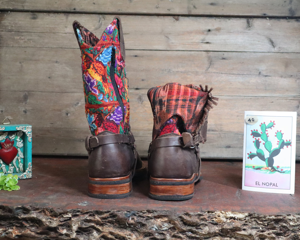 Size 40 - Blunt Toe Cowgirl Bling - Flower Rust