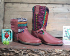 Size 40 - Blunt Toe Cowgirl Bling - Rainbow Zigzags