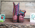 Size 40 - Blunt Toe Cowgirl Bling - Rainbow Zigzags