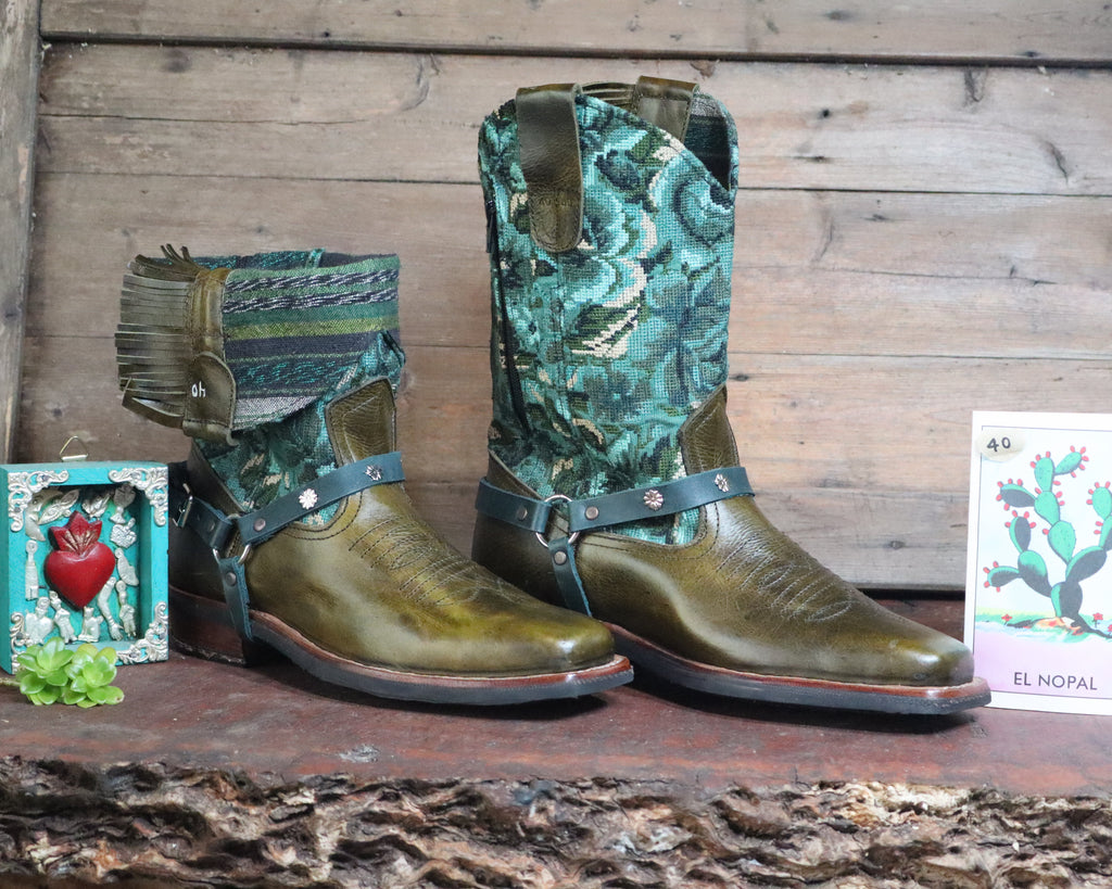 Size 40 - Blunt Toe Cowgirl Bling -Terquoise Garden