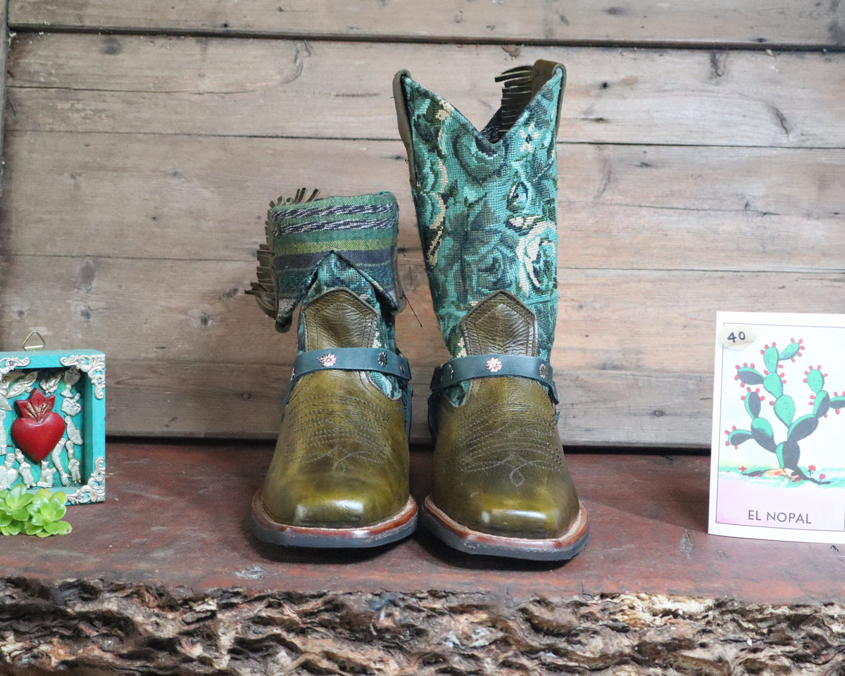 Size 40 - Blunt Toe Cowgirl Bling -Terquoise Garden