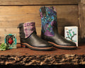 Size 41 - Cowgirl Boots - Purple and Blue Garden