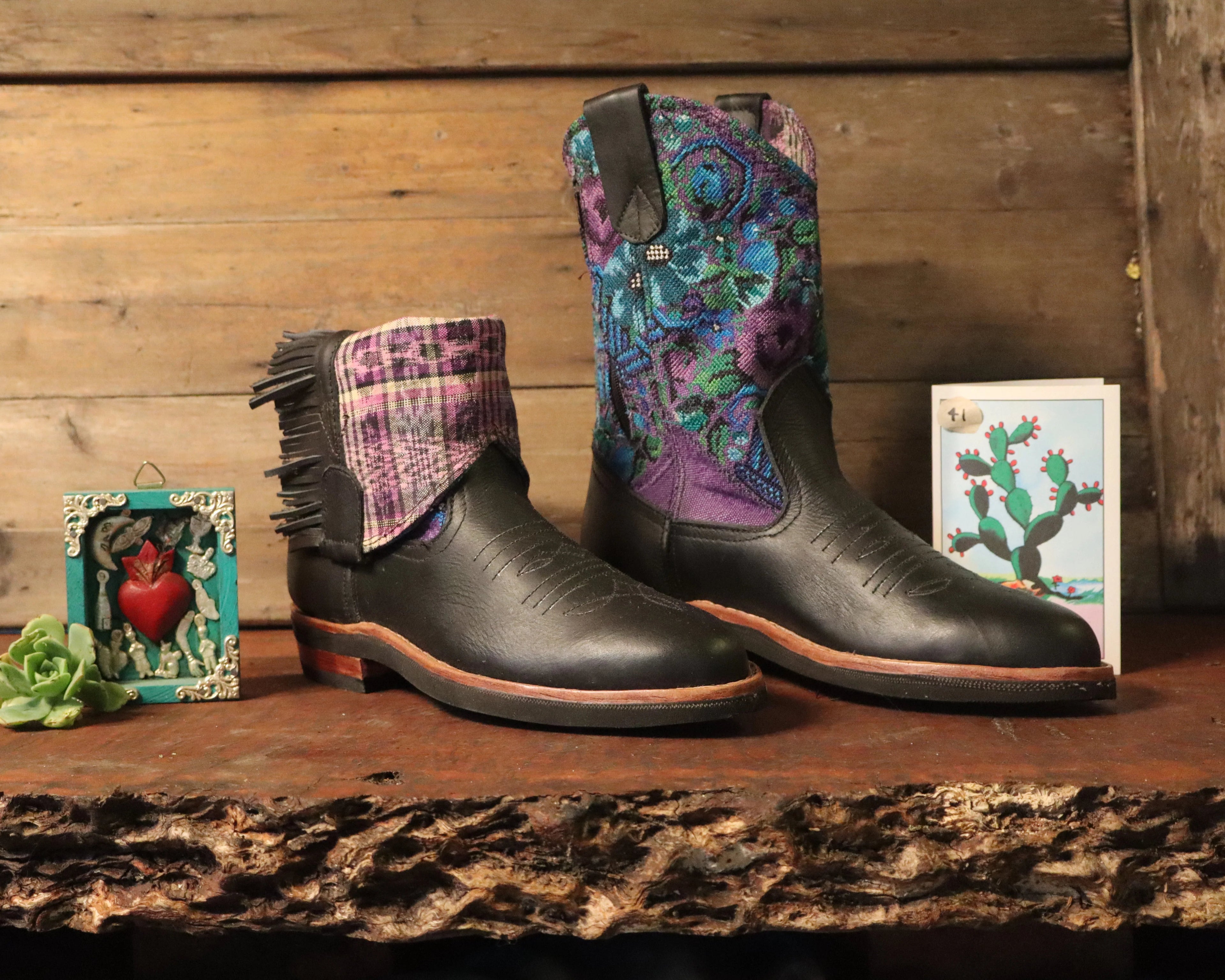 Size 41 - Cowgirl Boots - Purple and Blue Garden