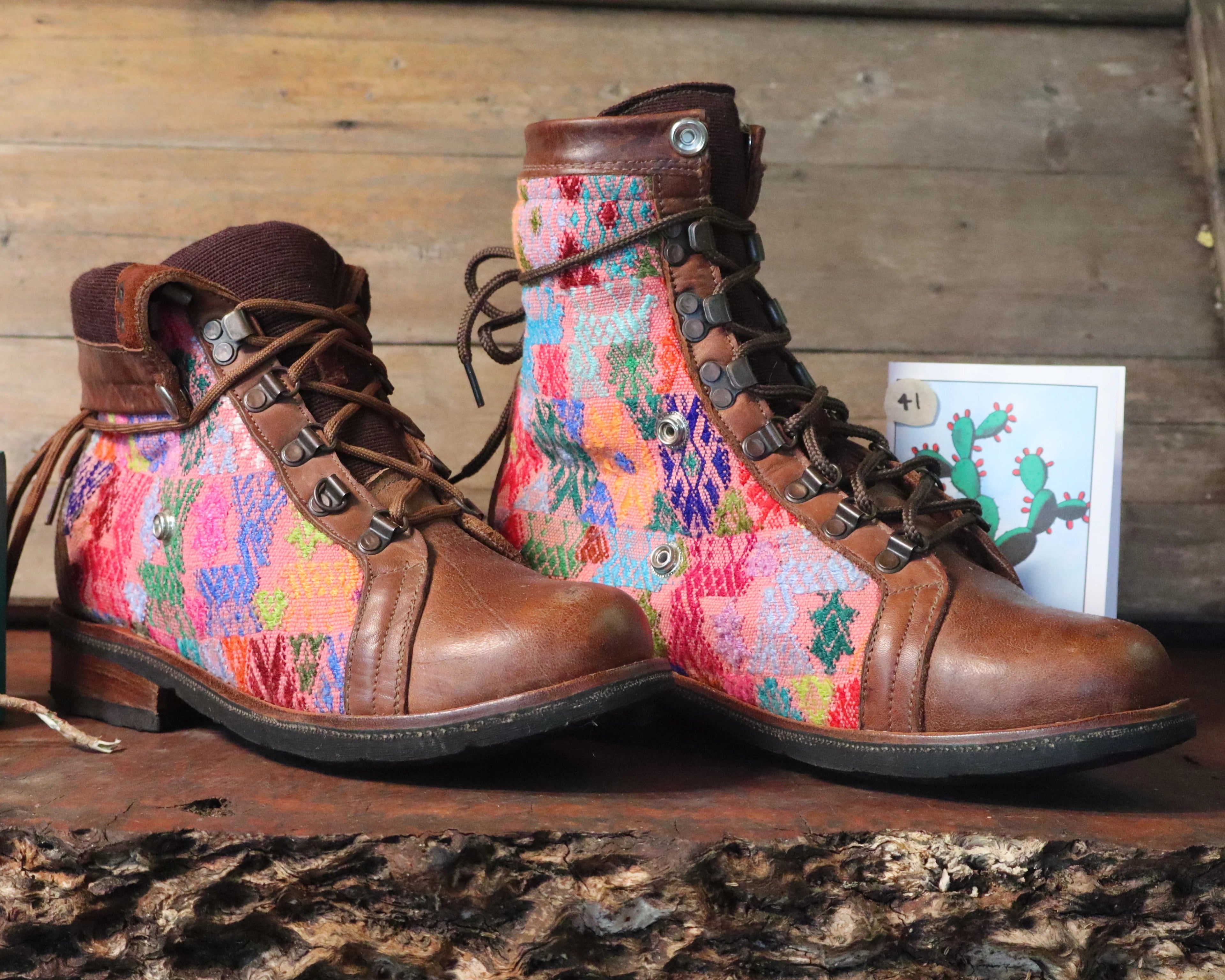 Size 41 - Gypsy Boots - Rainbow Deers on Pink