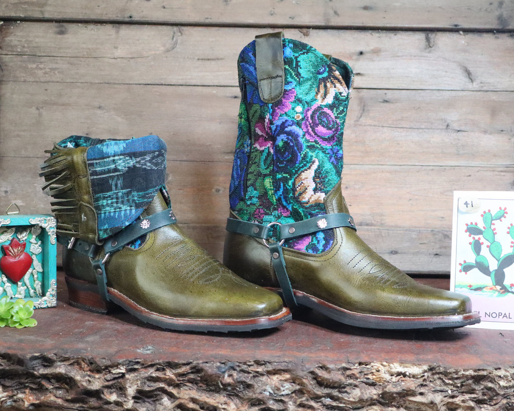 Size 41 - Blunt Toe Cowgirl Bling -Olive  Green