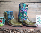 Size 41 - Blunt Toe Cowgirl Bling -Olive  Green