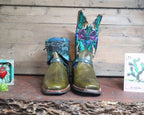 Size 41 - Blunt Toe Cowgirl Bling -Olive  Green
