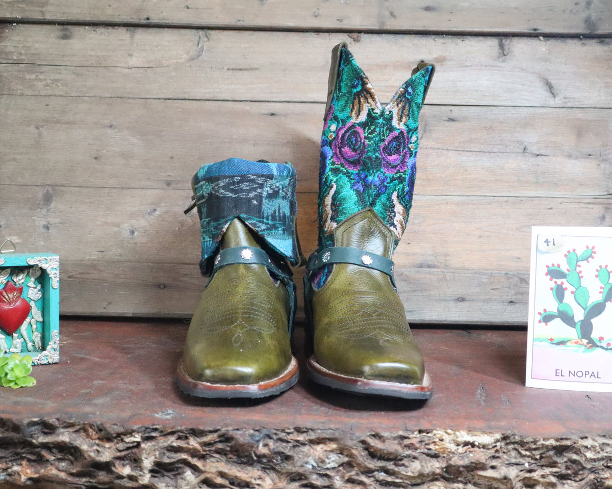 Size 41 - Blunt Toe Cowgirl Bling -Olive  Green