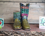 Size 41 - Blunt Toe Cowgirl Bling -Muted Rainbow