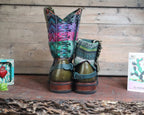 Size 41 - Blunt Toe Cowgirl Bling -Muted Rainbow